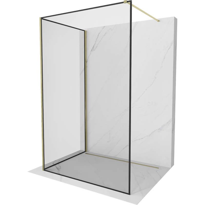 Mexen Kioto sprchová zástěna Walk-in 130 x 90 cm, černý vzor, zlatá - 800-130-212-50-70-090