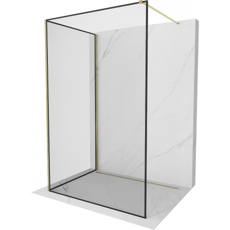 Mexen Kioto sprchová zástěna Walk-in 130 x 90 cm, černý vzor, zlatá - 800-130-212-50-70-090