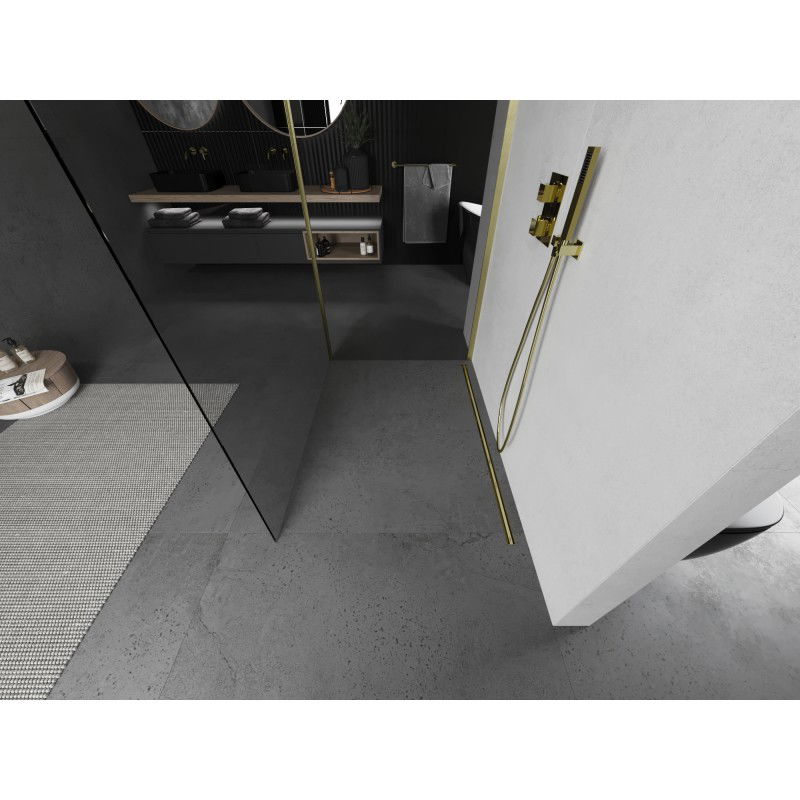 Mexen Kioto sprchová stena Walk-in 120 x 70 cm, transparentná, zlatá kartáčovaná - 800-120-212-55-00-070