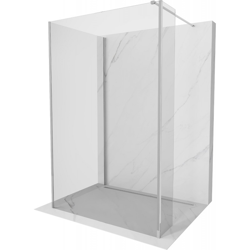 Mexen Kioto sprchová nástěnná stěna Walk-in 135 x 90 x 40 cm, transparentní, chrom - 800-135-090-221-01-00-040