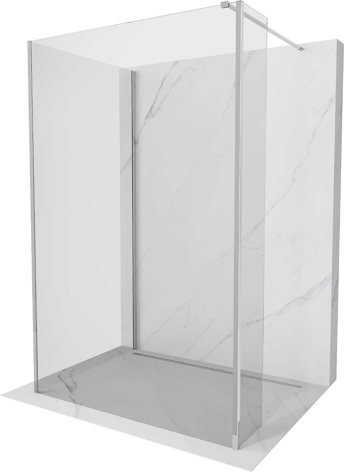 Mexen Kioto sprchová nástěnná stěna Walk-in 135 x 90 x 40 cm, transparentní, chrom - 800-135-090-221-01-00-040