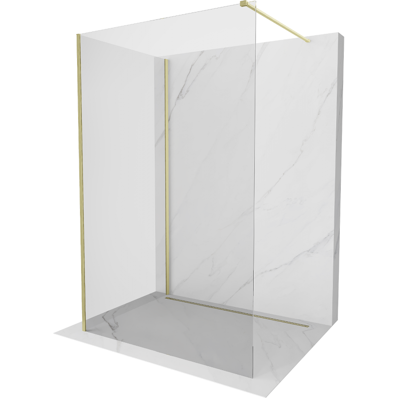 Mexen Kioto sprchový panel Walk-in 130 x 120 cm, transparentný, zlatý brúsený - 800-130-212-55-00-120