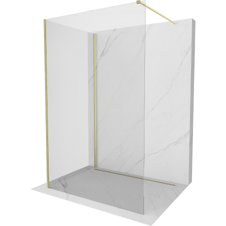 Mexen Kioto sprchový panel Walk-in 130 x 120 cm, transparentný, zlatý brúsený - 800-130-212-55-00-120