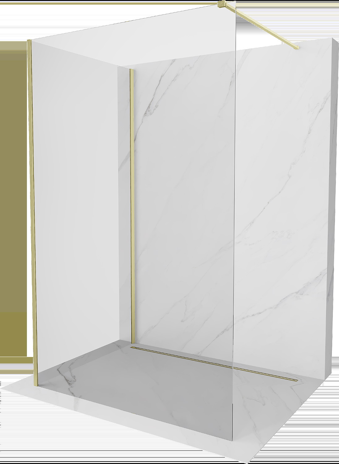 Mexen Kioto Walk-in sprchová stena 140 x 120 cm, transparentná, zlatá brúsená - 800-140-212-55-00-120