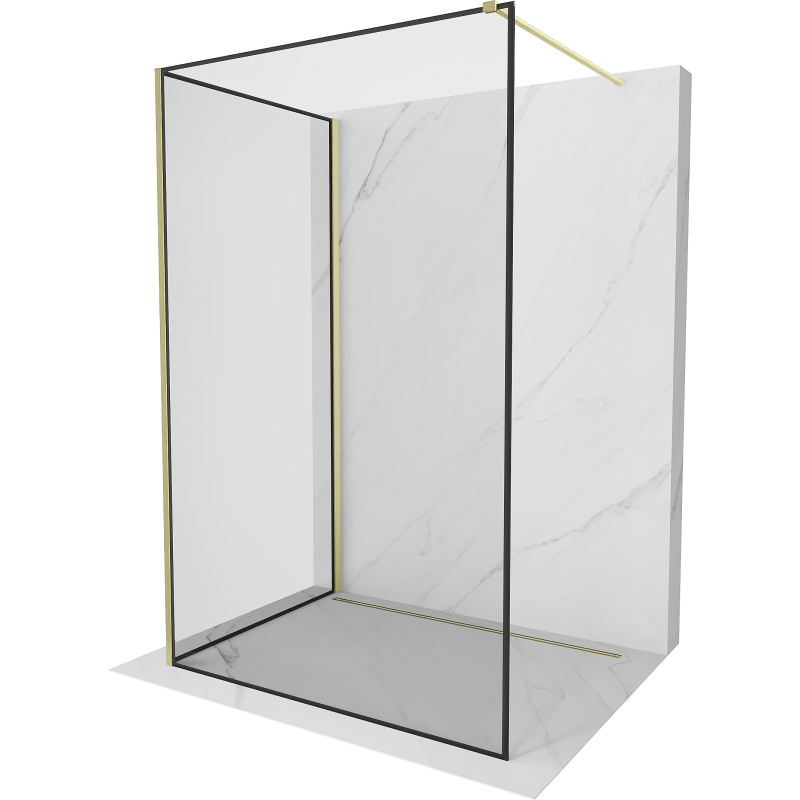 Mexen Kioto sprchová stena Walk-in 90 x 70 cm, čierny vzor, zlatá brúsená - 800-090-212-55-70-070