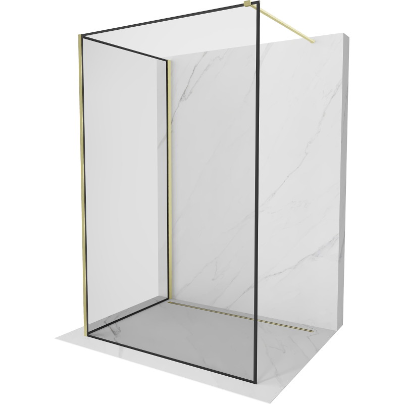 Mexen Kioto Sprchová stena Walk-in 90 x 80 cm, čierny rám, zlatá kartáčovaná - 800-090-212-55-70-080