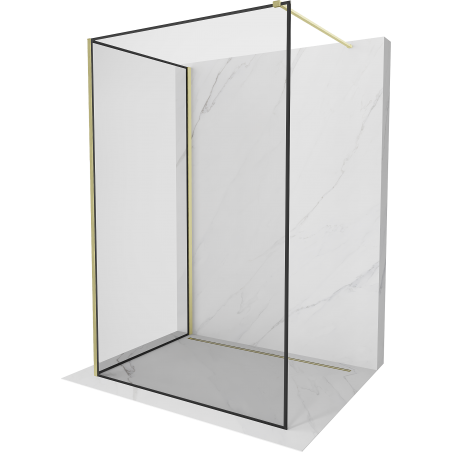 Mexen Kioto Sprchová stena Walk-in 90 x 80 cm, čierny rám, zlatá kartáčovaná - 800-090-212-55-70-080