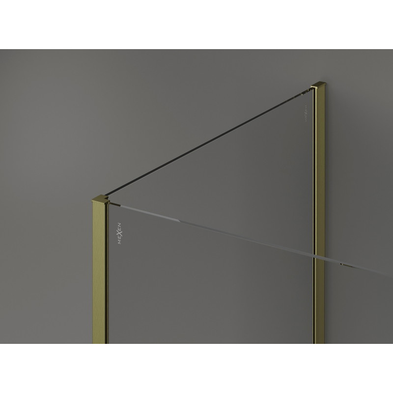 Mexen Kioto Sprchová stena Walk-in 90 x 80 cm, čierny rám, zlatá kartáčovaná - 800-090-212-55-70-080
