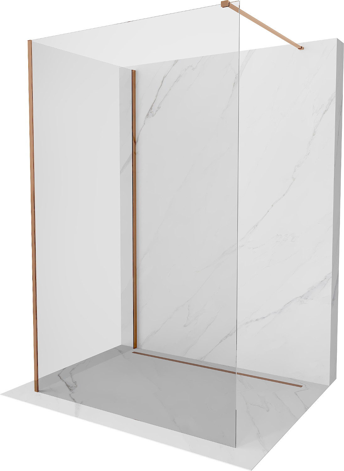 Mexen Kioto sprchová stěna Walk-in 130 x 70 cm, transparentní, růžové zlato - 800-130-212-60-00-070