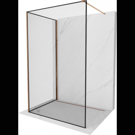 Mexen Kioto sprchová zástena Walk-in 140 x 70 cm, čierny vzor, ružové zlato - 800-140-212-60-70-070