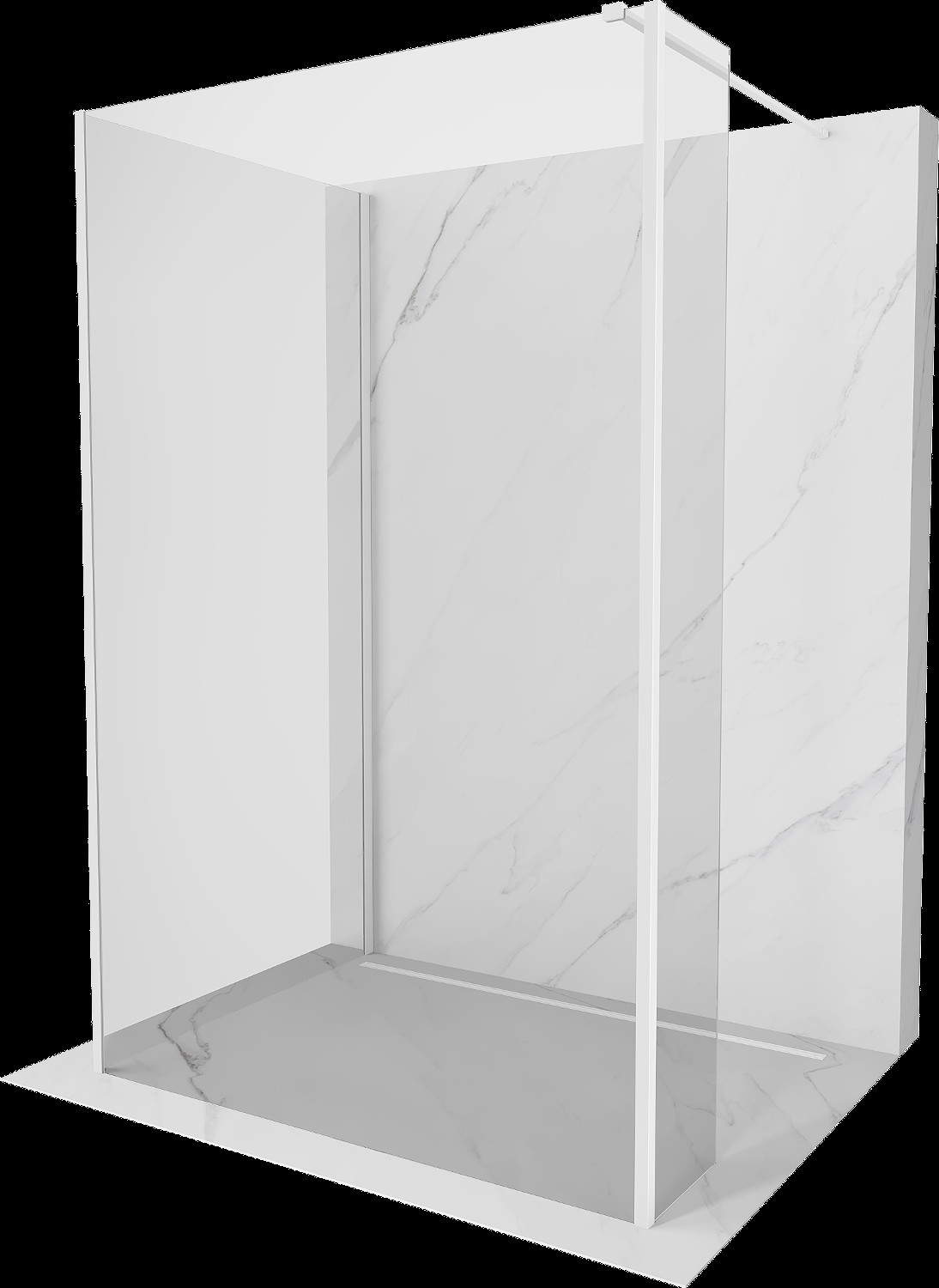 Mexen Kioto sprchový panel Walk-in 90 x 80 x 30 cm, transparentný, biely - 800-090-080-221-20-00-030