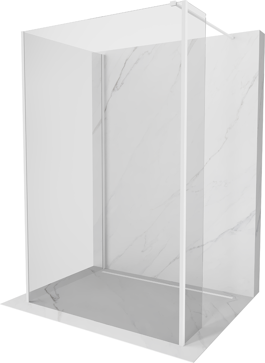 Mexen Kioto sprchová stena Walk-in 135 x 80 x 30 cm, transparentná, biela - 800-135-080-221-20-00-030