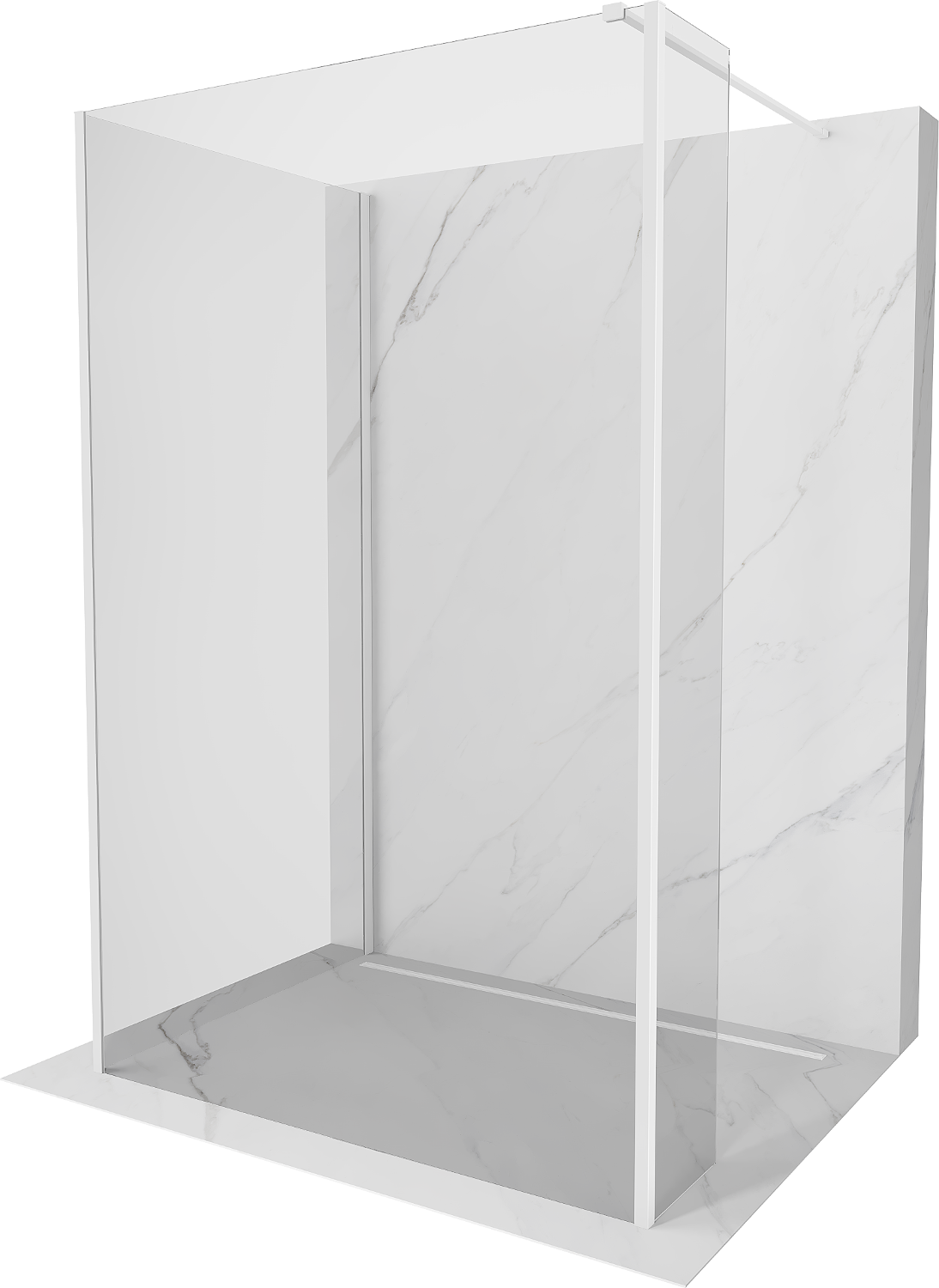 Mexen Kioto sprchová stěna Walk-in 140 x 95 x 30 cm, transparentná, biela - 800-140-095-221-20-00-030