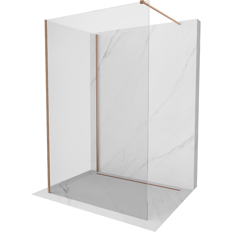 Mexen Kioto sprchová stena Walk-in 90 x 75 cm, transparentná, eloxovaná medená - 800-090-212-65-00-075