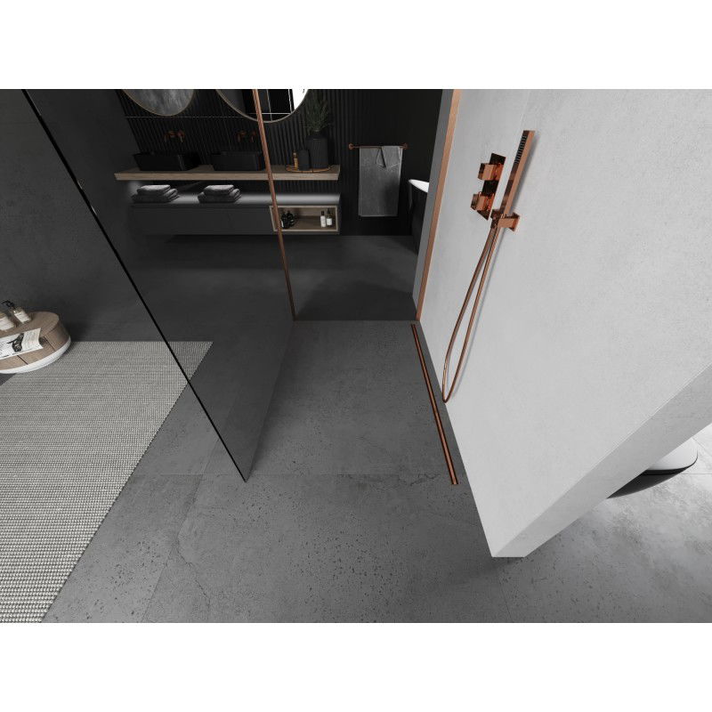 Mexen Kioto sprchová stena Walk-in 120 x 75 cm, transparentná, brúsená meď - 800-120-212-65-00-075