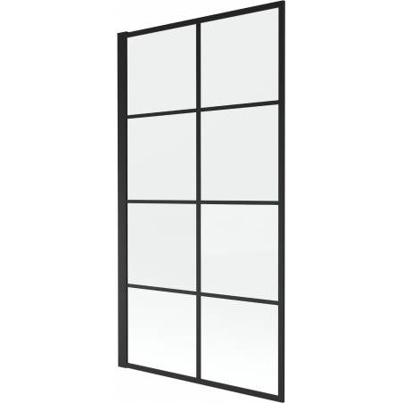 Mexen Alex vaničkový paraván 1-krídlový 70 x 140 cm, čierna mriežka fix - 893-070-000-70-77