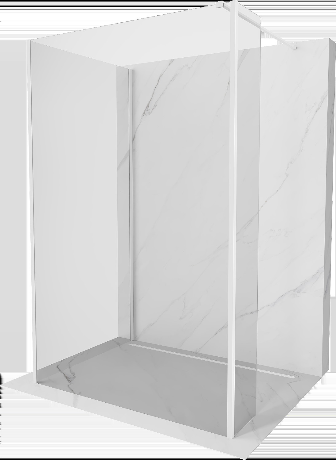 Mexen Kioto sprchová zástena Walk-in 120 x 90 x 40 cm, transparentná, biela - 800-120-090-221-20-00-040