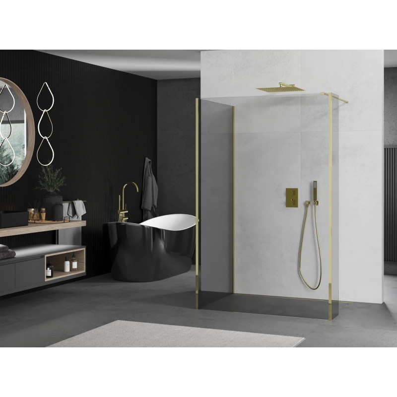 Mexen Kioto sprchová stena Walk-in 100 x 70 x 30 cm, transparentná, zlatá - 800-100-070-221-50-00-030