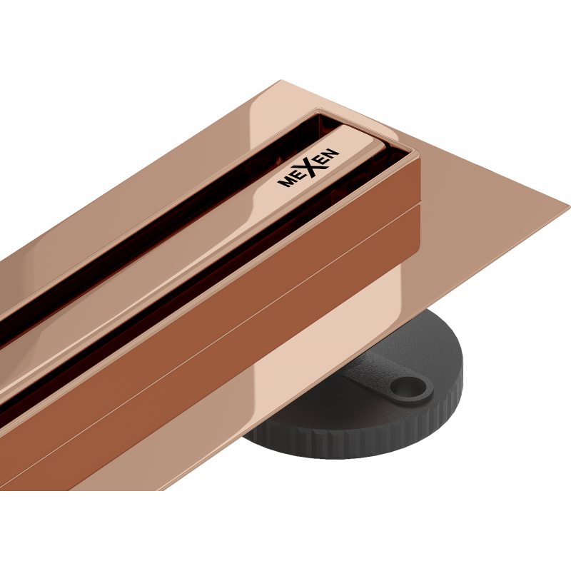 Mexen Flat 360° Slim odtokový žľab otočný 90 cm, zlatoružová - 1641090