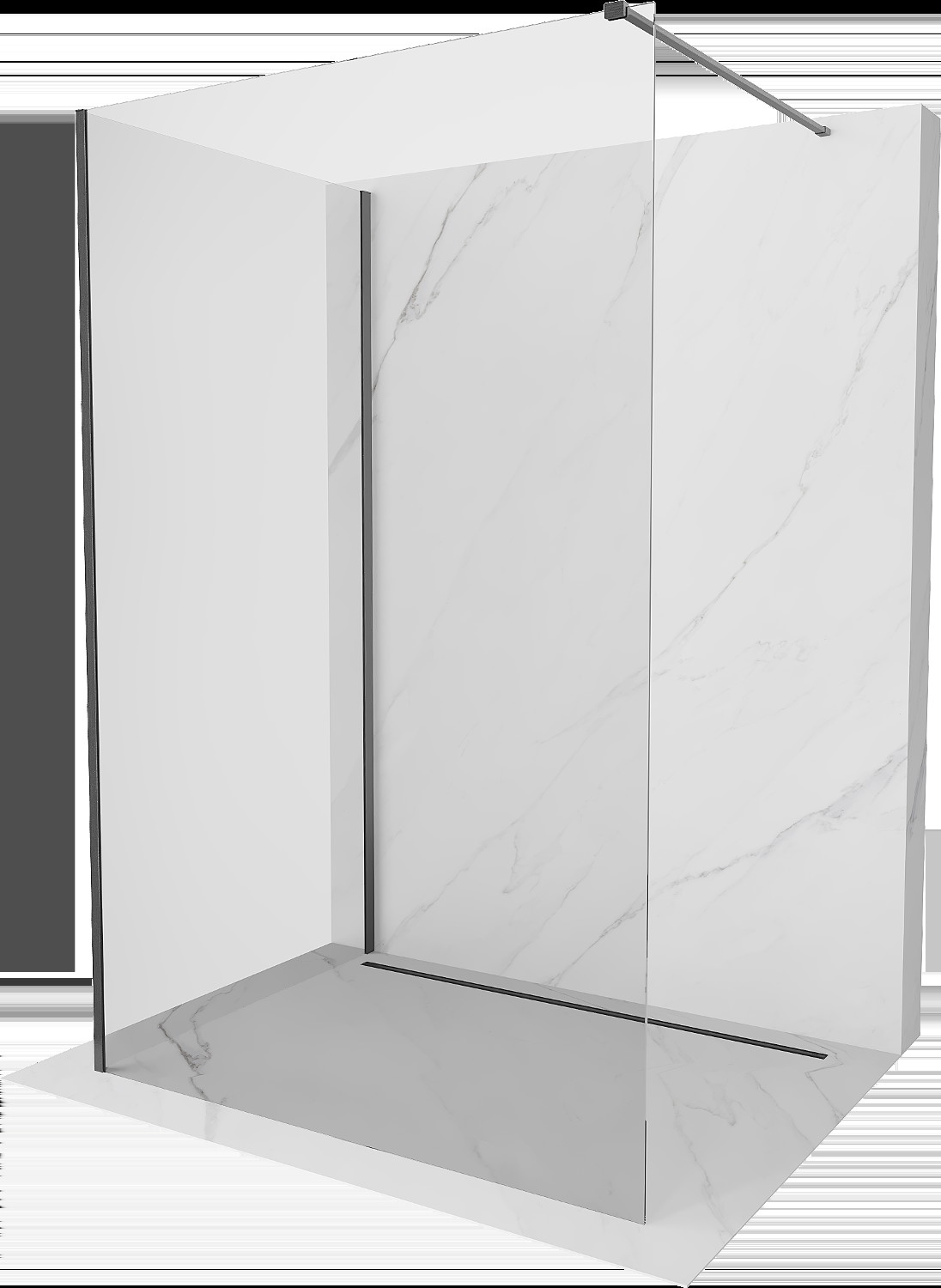 Mexen Kioto sprchová stěna Walk-in 115 x 90 cm, transparentní, gun gray kartáčovaný - 800-115-212-66-00-090