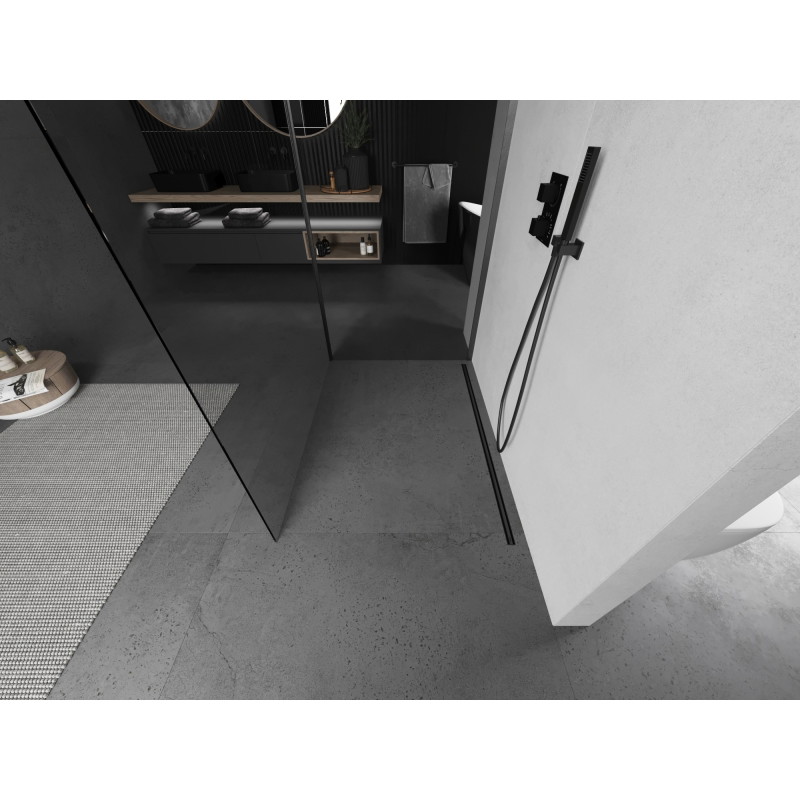 Mexen Kioto sprchová stena Walk-in 130 x 120 cm, transparentná, česaná gun gray - 800-130-212-66-00-120
