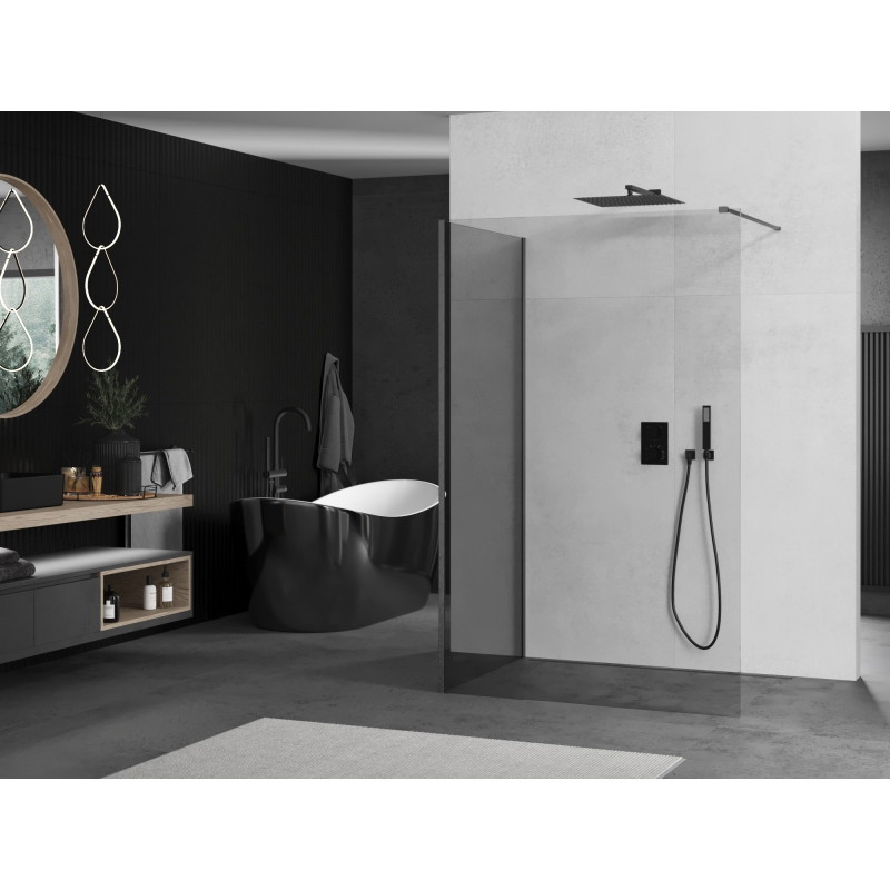 Mexen Kioto sprchová stena Walk-in 130 x 120 cm, transparentná, česaná gun gray - 800-130-212-66-00-120