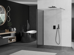 Mexen Kioto sprchová stena Walk-in 130 x 120 cm, transparentná, česaná gun gray - 800-130-212-66-00-120