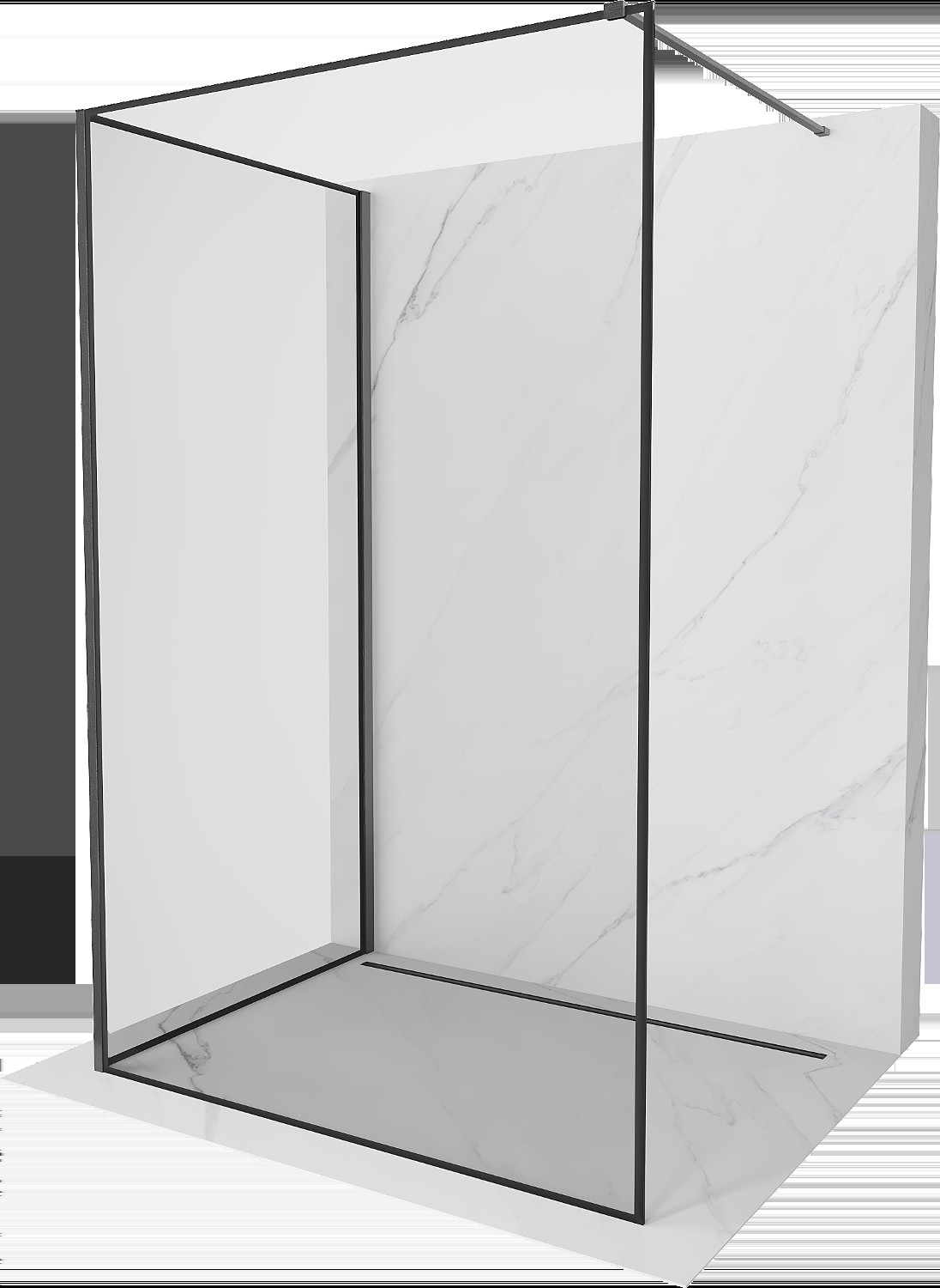 Mexen Kioto sprchová stěna Walk-in 130 x 100 cm, černý vzor, gun gray kartáčovaný - 800-130-212-66-70-100