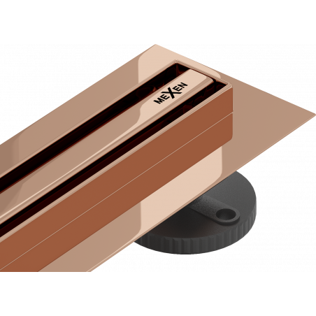 Mexen Flat 360° Slim lineárny otočný odtok 110 cm, ružové zlato - 1641110