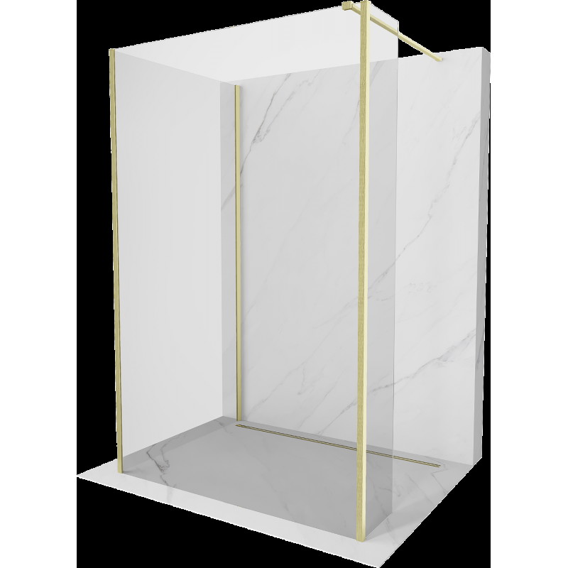 Mexen Kioto nástenný sprchový panel Walk-in 120 x 70 x 30 cm, transparentný, zlatý kartáčovaný - 800-120-070-221-55-00-030