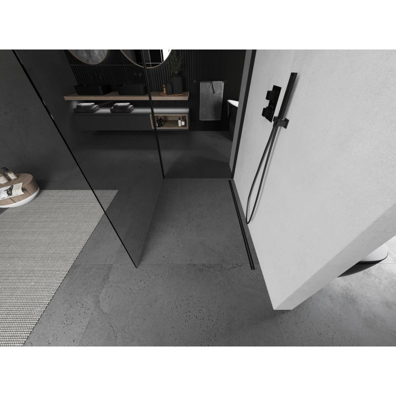 Mexen Kioto sprchová stena Walk-in 125 x 90 cm, transparentná, čierna - 800-125-212-70-00-090