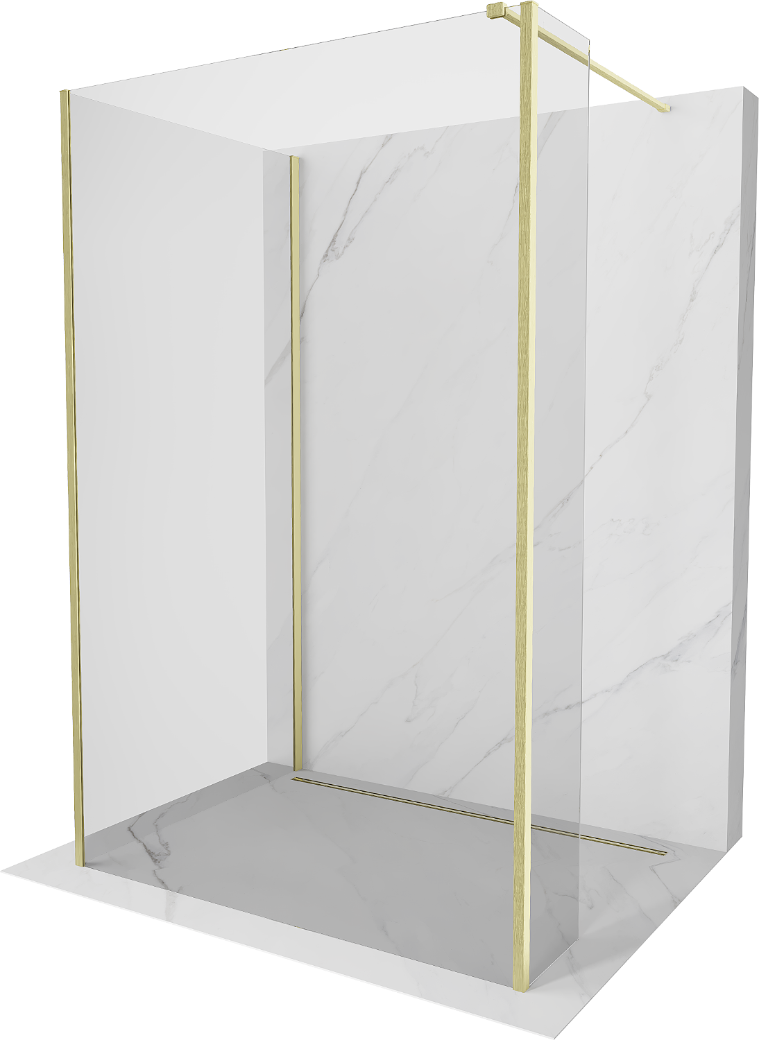 Mexen Kioto sprchová zástena Walk-in 140 x 110 x 30 cm, transparentná, zlatá brúsená - 800-140-110-221-55-00-030