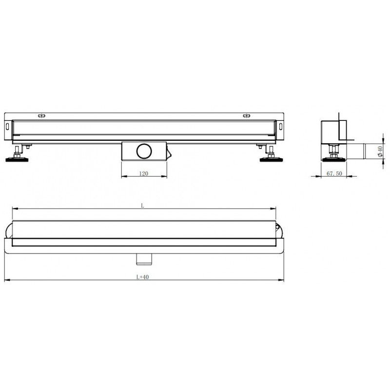Mexen Flat Wall stenový lineárny odtok 2v1 120 cm, čierny - 1730120