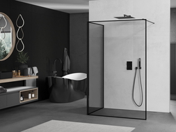 Mexen Kioto sprchová stena Walk-in 120 x 100 cm, čierny vzor, čierna - 800-120-212-70-70-100