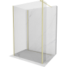 Mexen Kioto sprchová stena Walk-in 130 x 100 x 40 cm, transparentná, zlatá brúsená - 800-130-100-221-55-00-040