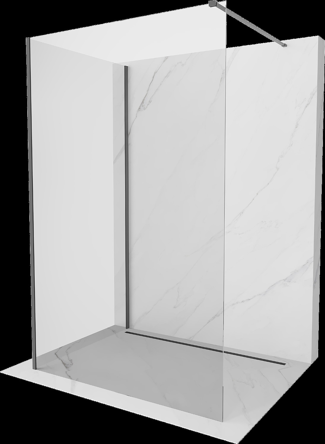 Mexen Kioto sprchová stena Walk-in 110 x 70 cm, transparentná, gun metal - 800-110-212-95-00-070