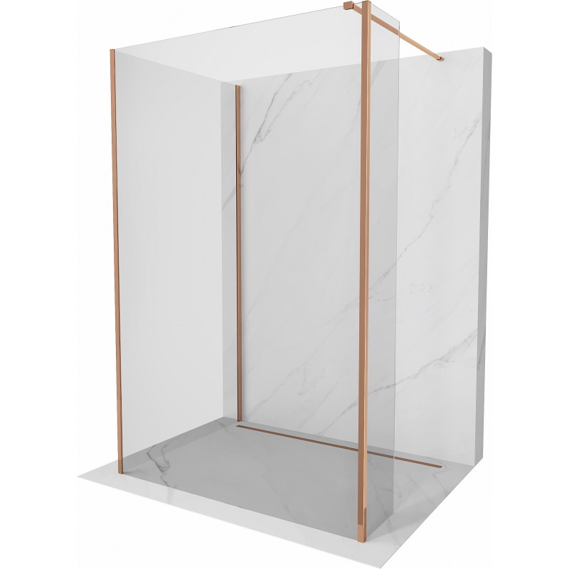 Mexen Kioto sprchová stěna Walk-in 130 x 80 x 30 cm, transparentní, růžové zlato - 800-130-080-221-60-00-030