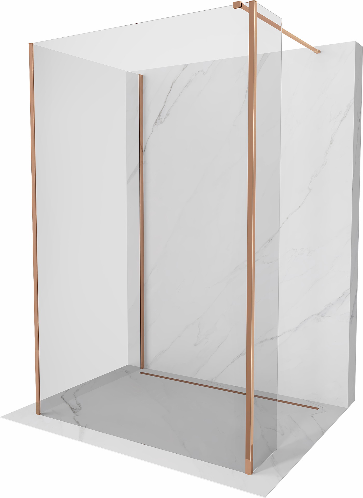 Mexen Kioto sprchová stěna Walk-in 130 x 80 x 30 cm, transparentní, růžové zlato - 800-130-080-221-60-00-030