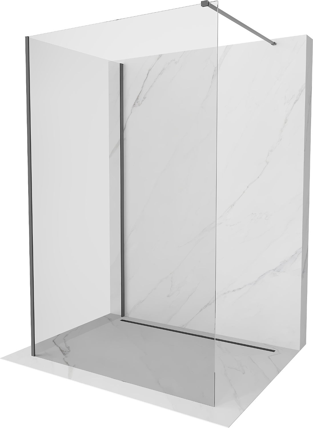 Mexen Kioto sprchová stena Walk-in 130 x 120 cm, transparentná, gun metal - 800-130-212-95-00-120