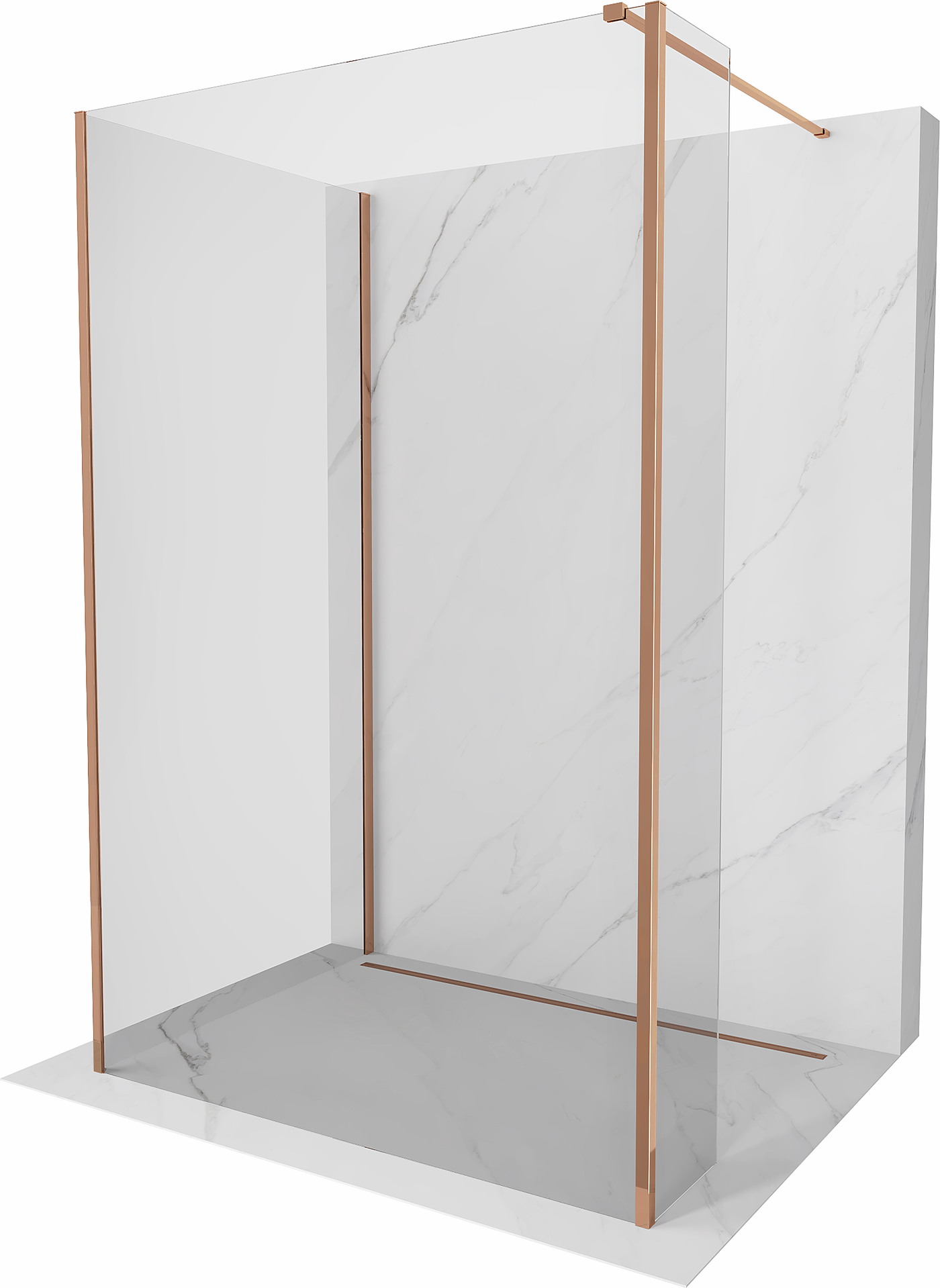 Mexen Kioto sprchová stena Walk-in 130 x 85 x 30 cm, transparentná, ružové zlato - 800-130-085-221-60-00-030