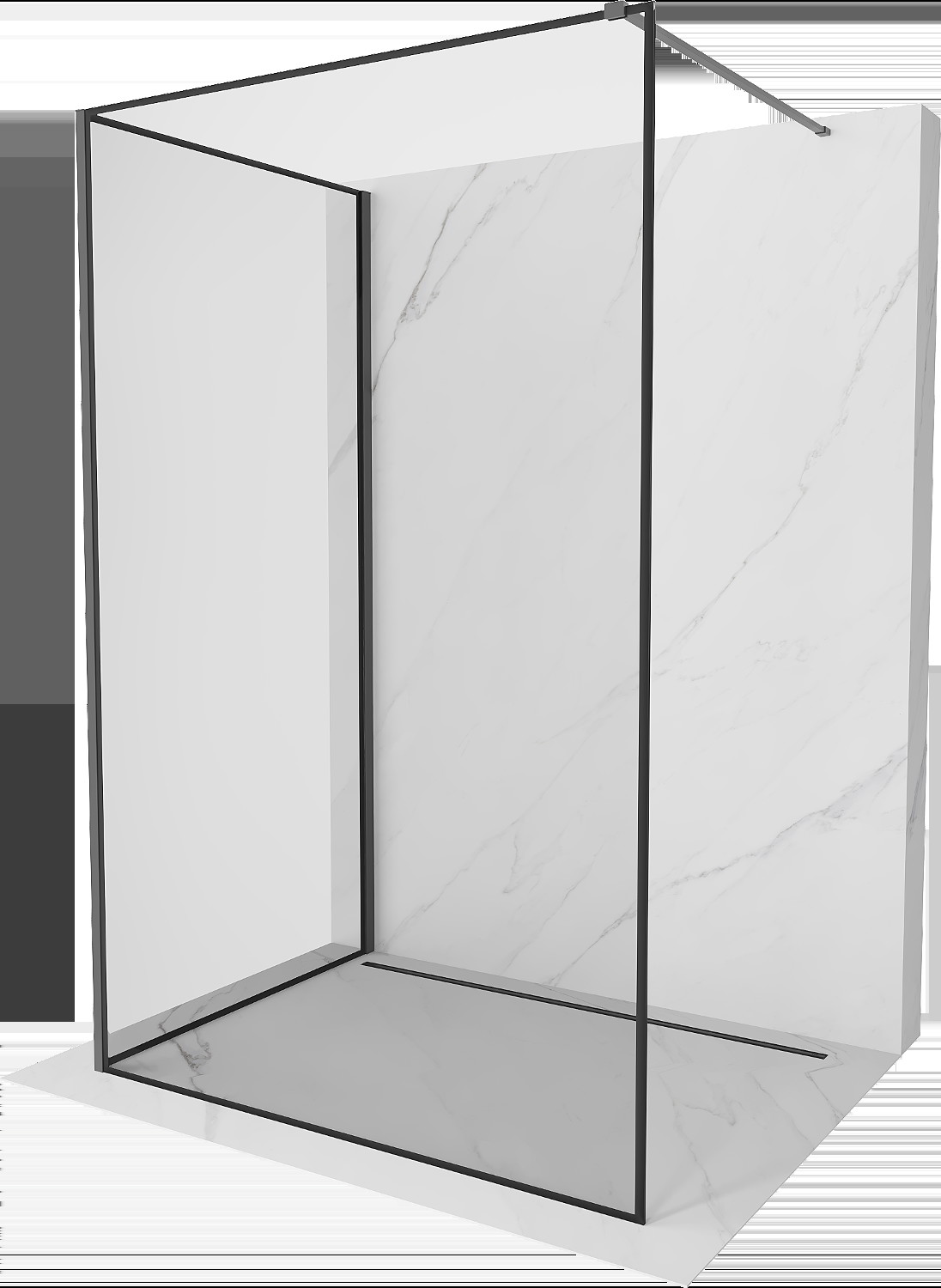 Mexen Kioto sprchová stěna Walk-in 90 x 80 cm, černý vzor, gun metal - 800-090-212-95-70-080