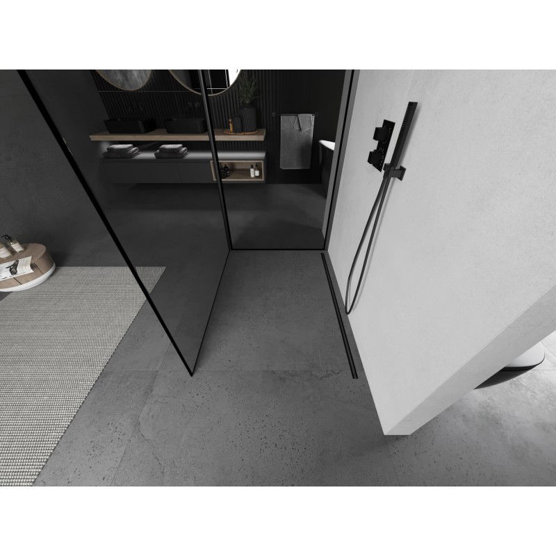 Mexen Kioto sprchová stena Walk-in 130 x 100 cm, čierny rám, gun metal - 800-130-212-95-70-100