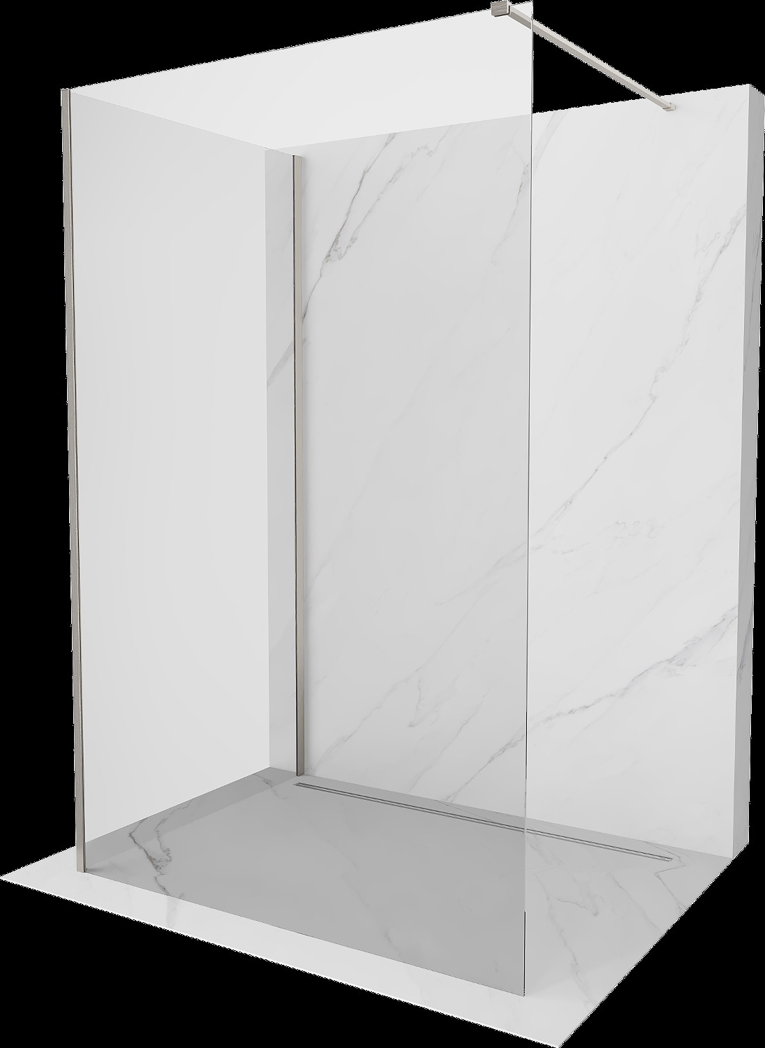 Mexen Kioto sprchová zástena Walk-in 120 x 105 cm, transparentná, brúsený nikl - 800-120-212-97-00-105