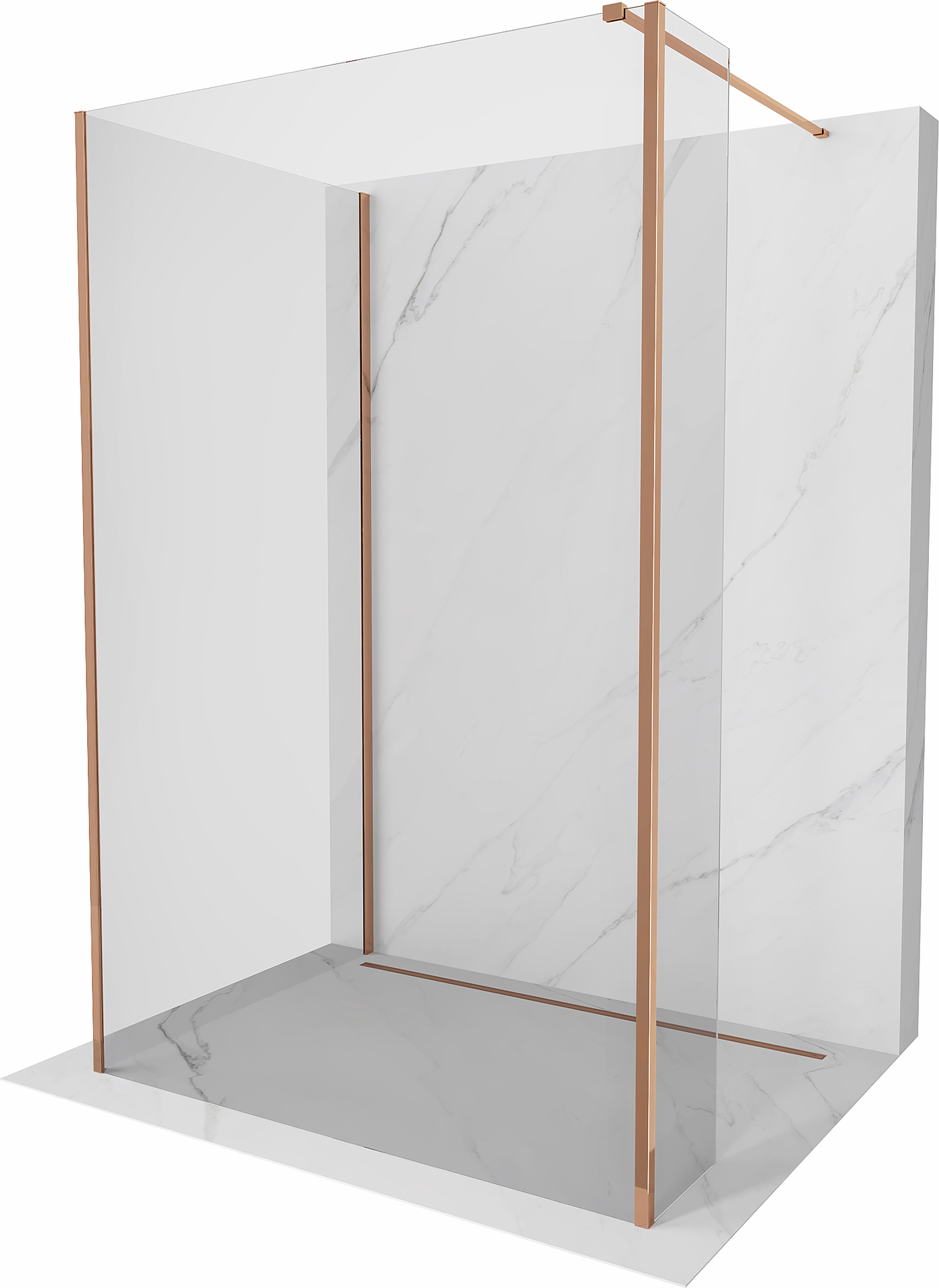 Mexen Kioto sprchová stena Walk-in 130 x 120 x 40 cm, transparentná, ružové zlato - 800-130-120-221-60-00-040