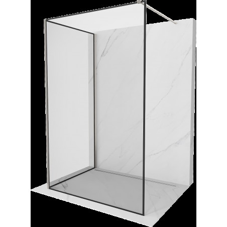 Mexen Kioto sprchová stěna Walk-in 140 x 100 cm, černý vzor, kartáčovaný nikl - 800-140-212-97-70-100