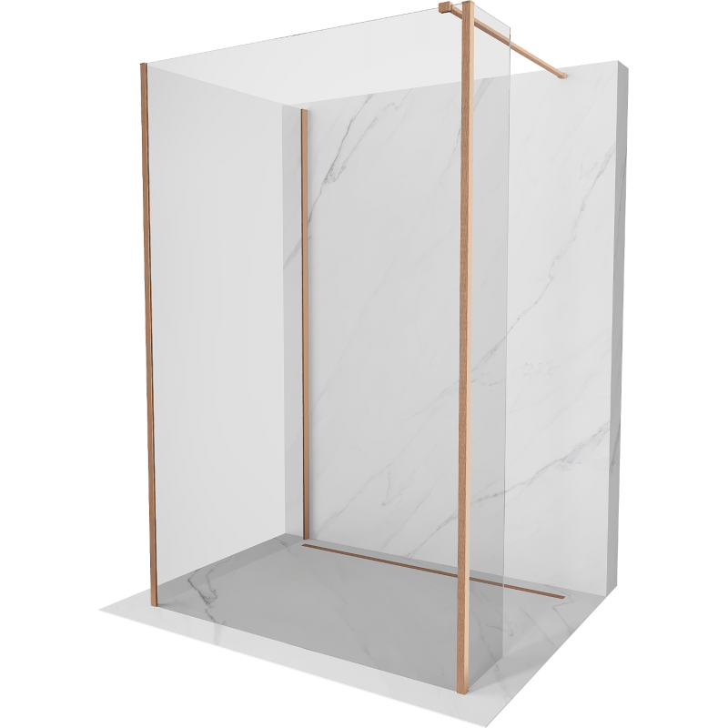 Mexen Kioto sprchová zástena Walk-in 90 x 80 x 30 cm, transparentná, brúsená mosadz - 800-090-080-221-65-00-030