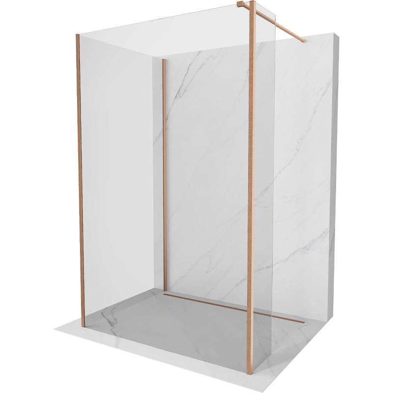 Mexen Kioto sprchová stena Walk-in 125 x 90 x 30 cm, transparentná, brúsená meď - 800-125-090-221-65-00-030