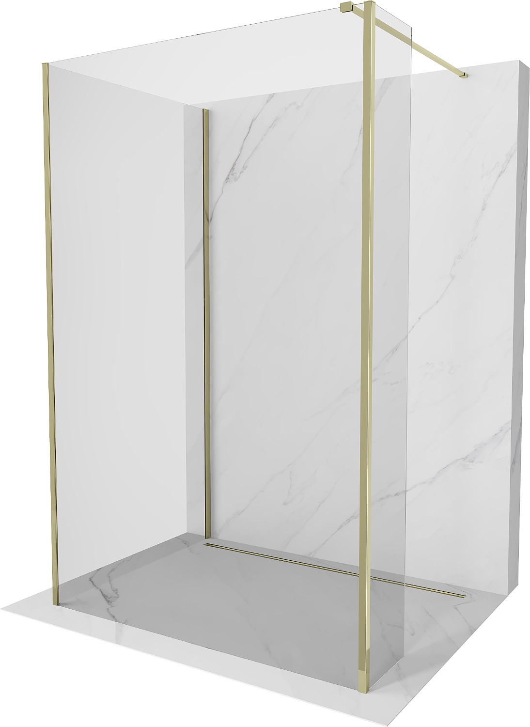 Mexen Kioto sprchová stena Walk-in 135 x 70 x 30 cm, transparentná, zlatá - 800-135-070-221-50-00-030