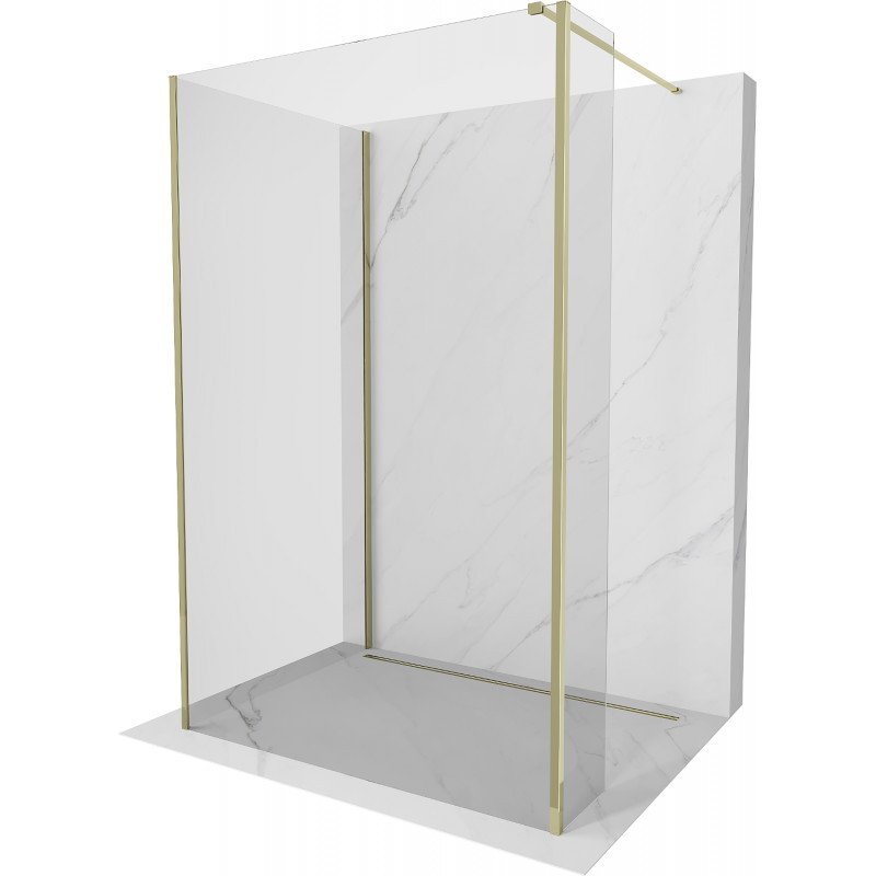 Mexen Kioto sprchová stěna Walk-in 140 x 100 x 30 cm, transparentná, zlatá - 800-140-100-221-50-00-030