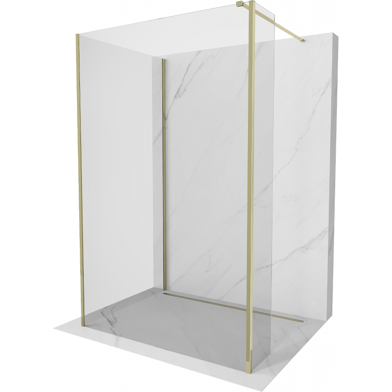 Mexen Kioto sprchová stena Walk-in 130 x 105 x 30 cm, transparentná, zlatá - 800-130-105-221-50-00-030